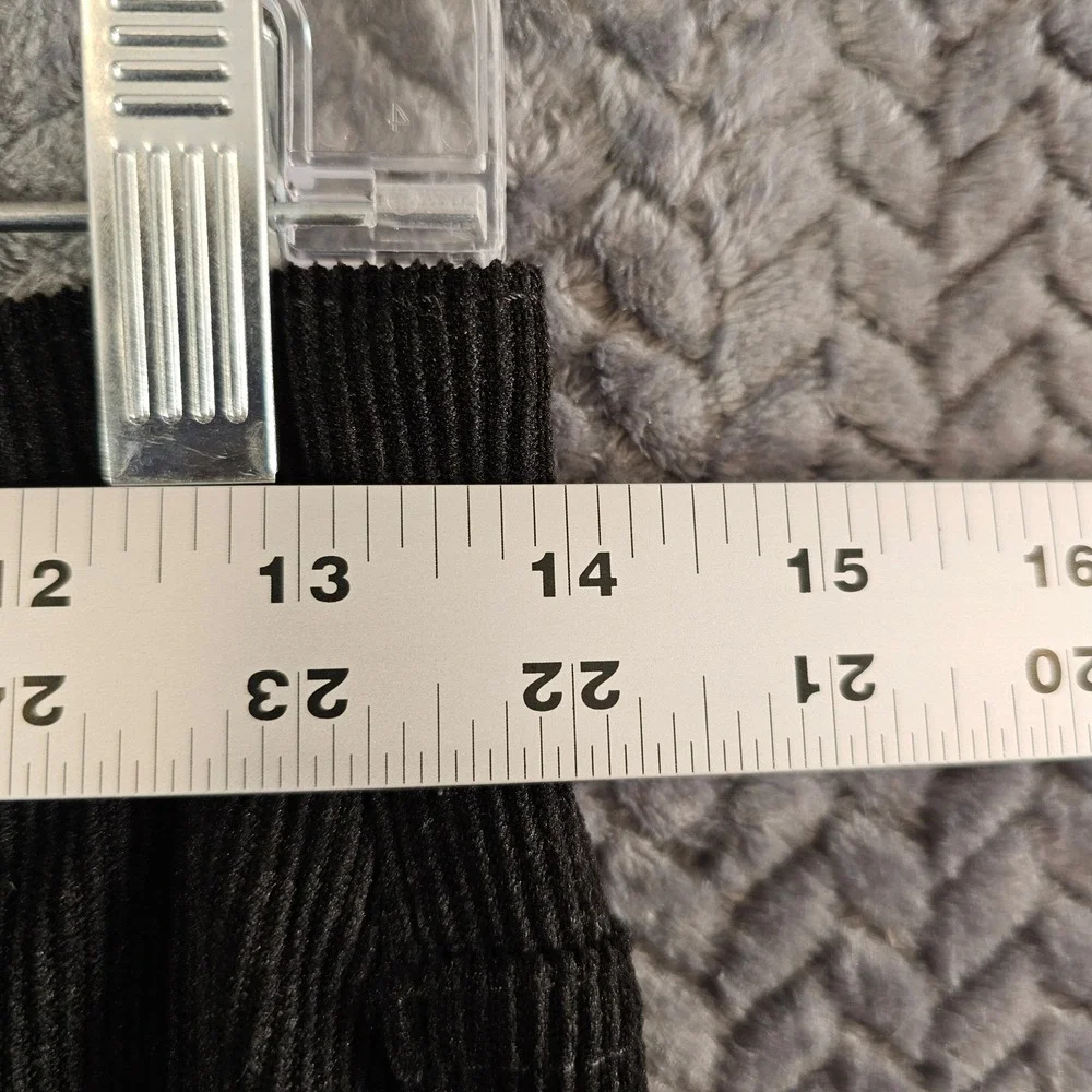 Women Black Corduroy High Waisted Straight‎ Leg Pants Size 6 M Shein - Picture 2 of 9